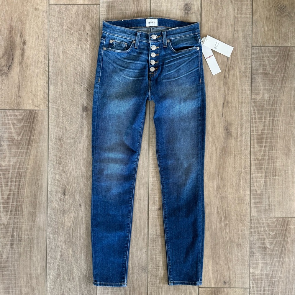 Hudson Women's Ciara High-Rise Crop Super Skinny Exposed Button Jeans 26